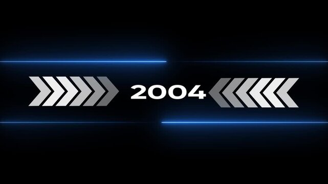 Neon Lit Year 2004 Glowing Blue Lines on Black Background Retro Futuristic