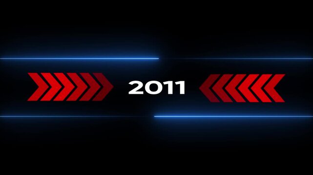 Glowing Blue Lines with 2011 Text on Black Background Technology Concept neon lights