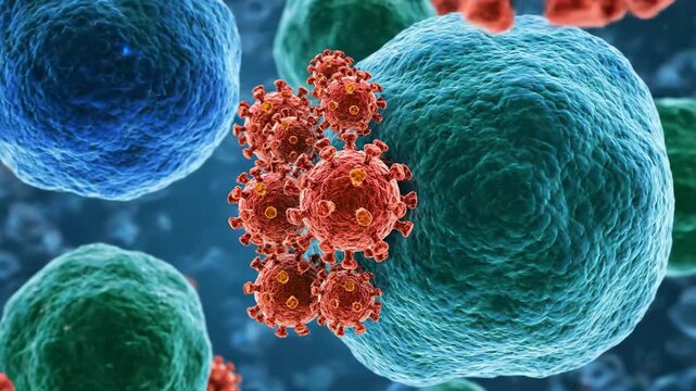 Pathogenic viruses attack and interact with body cells