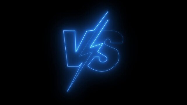 Neon V S Sign Glowing Blue Versus Symbol on Black Background neon sign