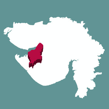 Jamnagar District Map Highlighted in Gujarat State India Vector Illustration