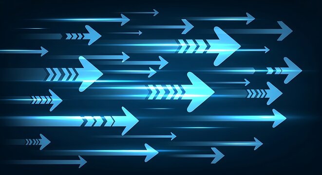 Dynamic blue arrows pointing forward in modern abstract design