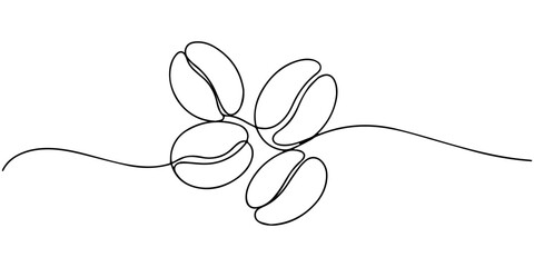 continuous one line drawing Coffee beans icon