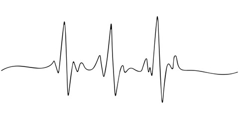 continuous one line drawing ECG heartbeat line vector