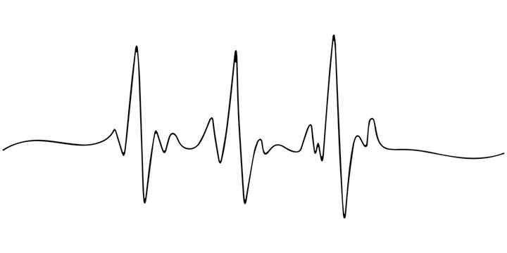 continuous one line drawing ECG heartbeat line vector