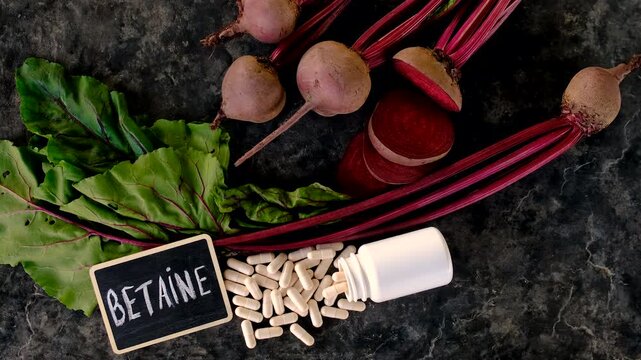 Beets contain betaine on the table. Selective focus.