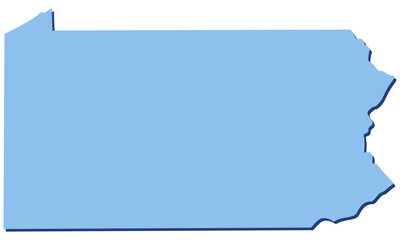 Detailed silhouette map of Pennsylvania featuring the official state flag and coat of arms, symbolizing American history, regional governance, and mid-Atlantic tradition (cut out)