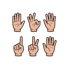 Obraz premium Simple Vector Illustration of various hand gestures showing different signs