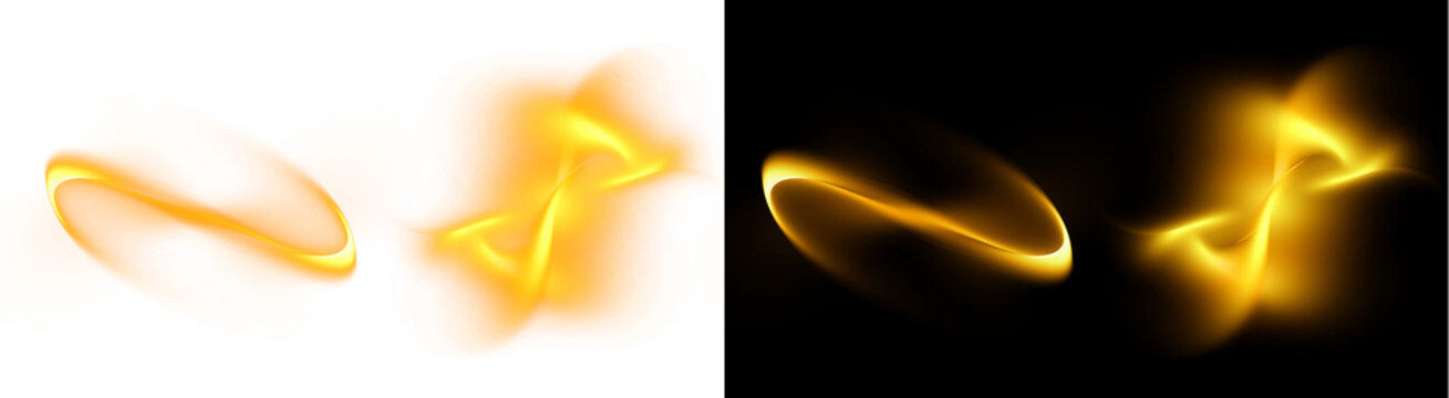 PNG image of&nbsp;Energetic and bright abstract golden orange light shapes with vibrant glows, depicting dynamic motion and ethereal visual effects suitable for various digital design needs on transparent 