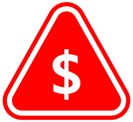 Obraz premium red warning png dollar sign money currency alert sign caution icon for finance market us economy and banking safety signal on transparent background