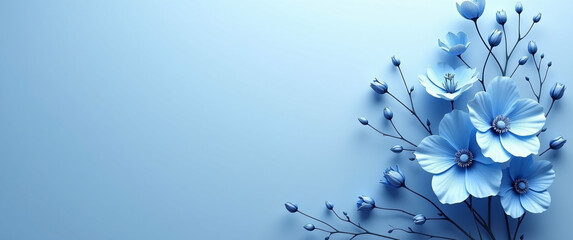 Blue Flowers On A Blank Background