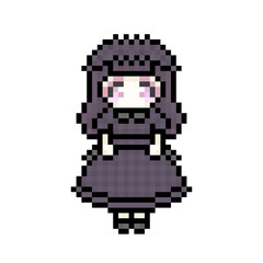 Obraz premium ピクセルアートなチェックロリィタファッションの女の子⭐︎PNG