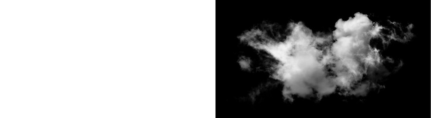 PNG image of Detailed white cumulus cloud formation element shown beside its corresponding black and white mask for digital compositing on transparent background © MariaAlam