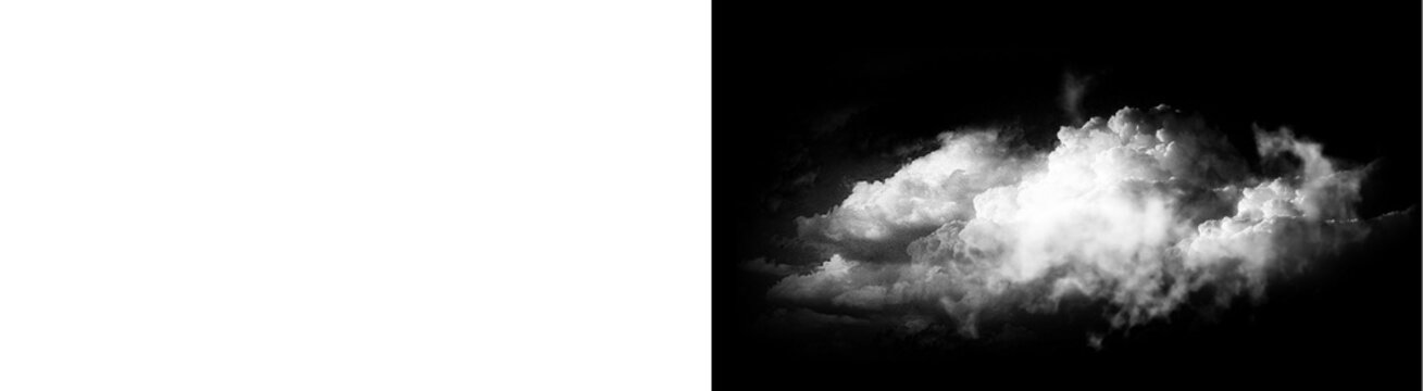 PNG image of&nbsp;Dramatic bright cumulus cloud formation depicted in high contrast black and white photographic style on transparent background