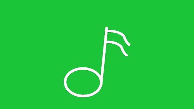 Simple white music note icon animation on green background minimal flat design audio symbol loop motion scene