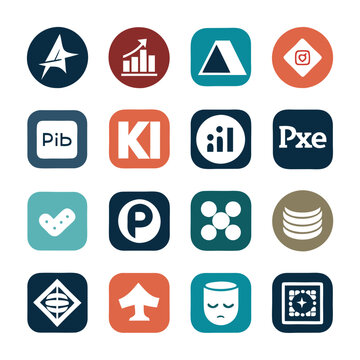 Assorted business and social media logo icons graphic set