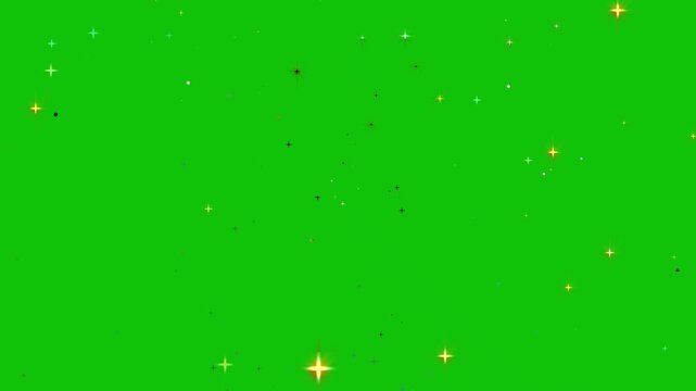 Glitter Sparkle Stars Falling Green Screen 4K | Animated Gold Particles & Bokeh Overlay | Christmas, Birthday & New Year Celebration Background | Seamless Loop Motion Graphics