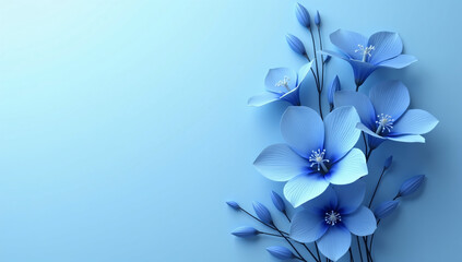Blue Flowers On A Blank Background