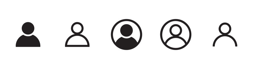 Contact Us Outline Icon Set &ndash; Phone, Email, Location, Chat and Support Line Icons for UI and Web Design