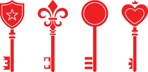 Four stylized keys each featuring a distinct emblematic symbol on their bows © Jabed Omar