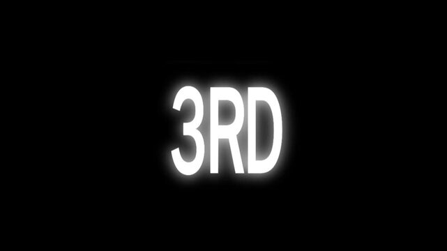 1st 2nd 3rd Scrolling Text Animation &ndash; Glowing White Ranking Numbers on Black Background, Minimal Countdown Typography Motion Graphic Loop for Presentation, Awards and Social Media Video
