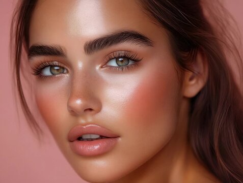 Model shows beauty makeup tips and skincare routine in studio setting during daytime