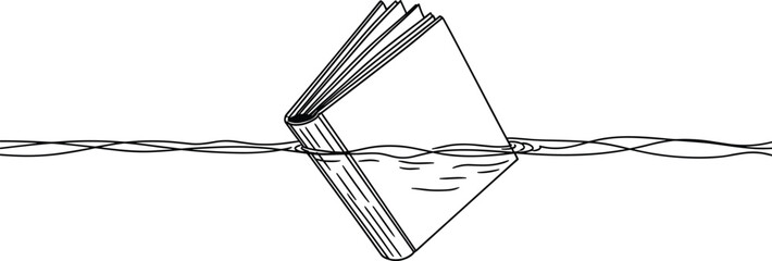 Book tied with rope partially submerged in water © Olaja Vector Vision