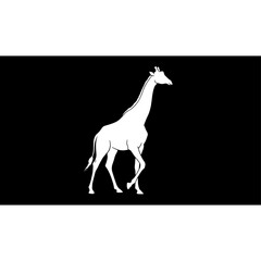 Obraz premium Graceful giraffe with a long neck reaching up in a savanna landscape, elegant wildlife illustration