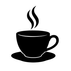 Coffee cup icon in black silhouette style