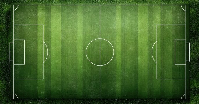 Top View of a Lush Green Soccer Field with White Markings.