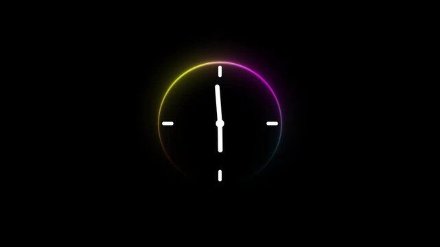 Reverse clock animation showing time running backward on white background. Motion graphics of clock concept