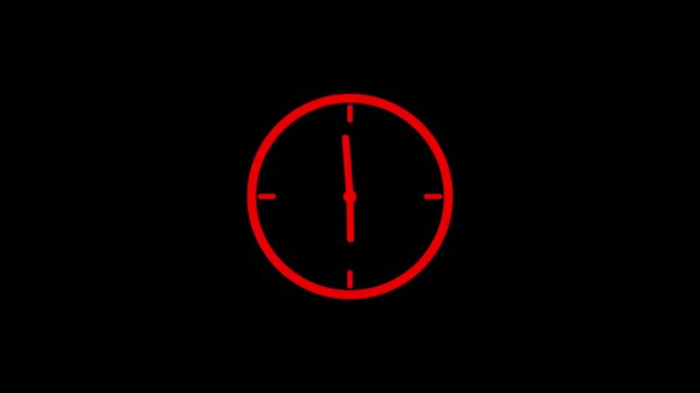 Reverse clock animation showing time running backward on white background. Motion graphics of clock concept
