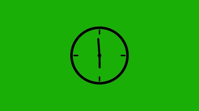 Reverse clock animation showing time running backward on white background. Motion graphics of clock concept