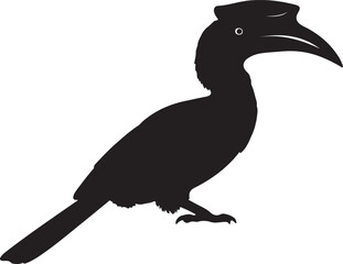 Fototapeta premium Hornbill in silhouette vecor icon.