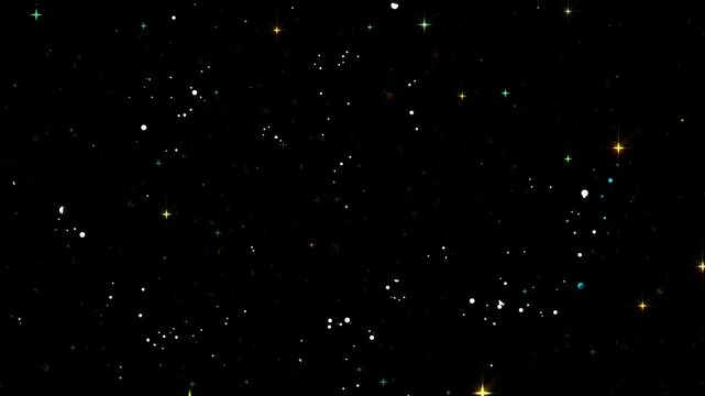Glitter Sparkle Stars Particles Black Screen 4K | Falling Gold Confetti Bokeh Overlay | Seamless Loop Animation for Wedding, Party & Holidays | Ultra HD Light Dust Background