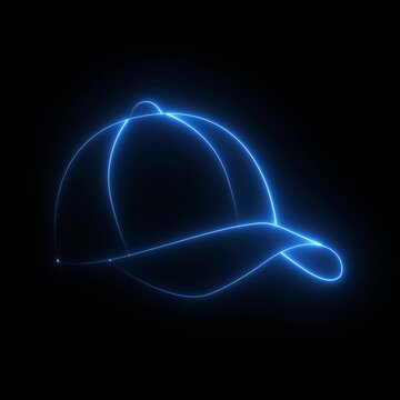 Sports cap black and white icon design with editable stroke. Motion graphics of neon head cap concept