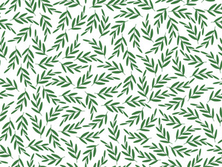 Handrawn Green Leaf Seamless Pattern