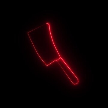 Meat cleaver black and flat neon line animation icon design. Cleaver symbol and clip art. Motion graphics of knife animation