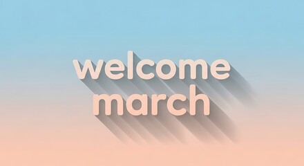 Fototapeta premium Welcome March banner with golden light gradient background spring celebration minimalist design