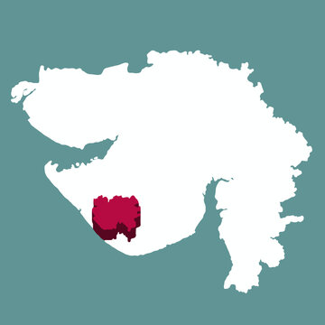 Junagadh District Map Highlighted in Gujarat State India Vector Illustration