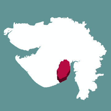 Bhavnagar District Map Highlighted in Gujarat State India Vector Illustration