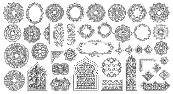 Ornament set with various arabic and islamic patterns