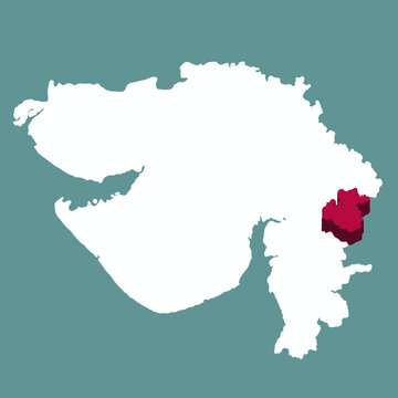 Chhota udaipur District Map Highlighted in Gujarat State India Vector Illustration