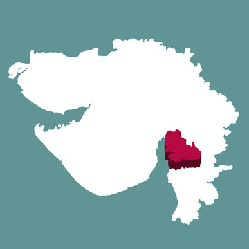 Bharuch District Map Highlighted in Gujarat State India Vector Illustration