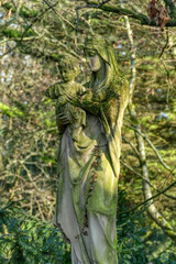 Obraz premium Schöne Marien-Statue auf einem historischen Friedhof in Köln