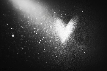 Abstract Heart Shape Formed by Light and Particles on Black Background.