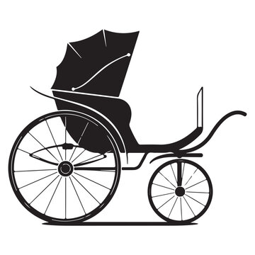 Classic Vintage Phaeton Buggy Silhouette Vector Illustration on White