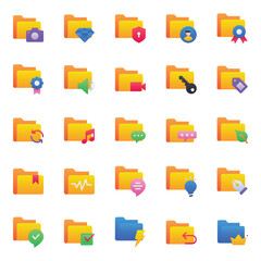 Gradient color icons set for Archive folder