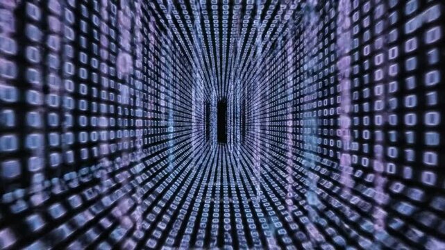 Abstract Blue Digital Binary Code Streaming Background