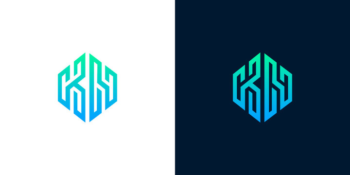 Modern Monogram Logo Design Featuring Intertwined Letters KHS in a Hexagonal Shape